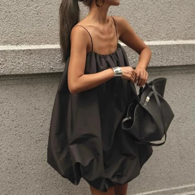 French Elegant Loose Sling Mini Dress | V-Neck Empire Waist Summer Dress Luxegan