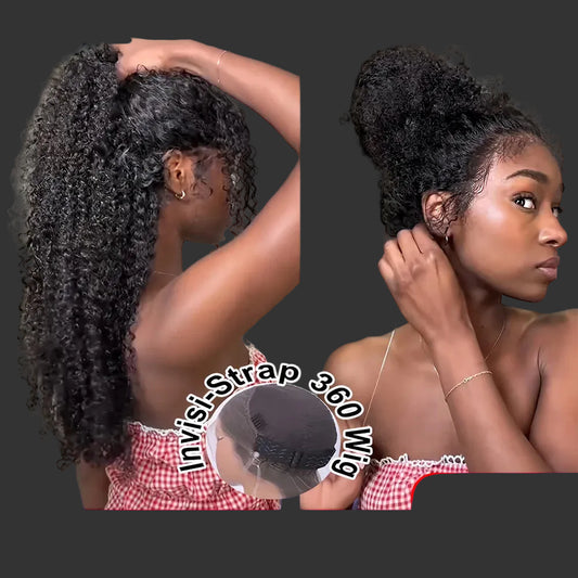 30-Inch Kinky Curly "Invisi-Strap" HD Lace Wig | Sophisticated 250 Density 360 Full Lace Frontal | Elegant "Brazilian Remy" Snug Water Fit | "Dignified" Glueless Drawstring Human Hair for Radiant Versatile Styling Luxegan