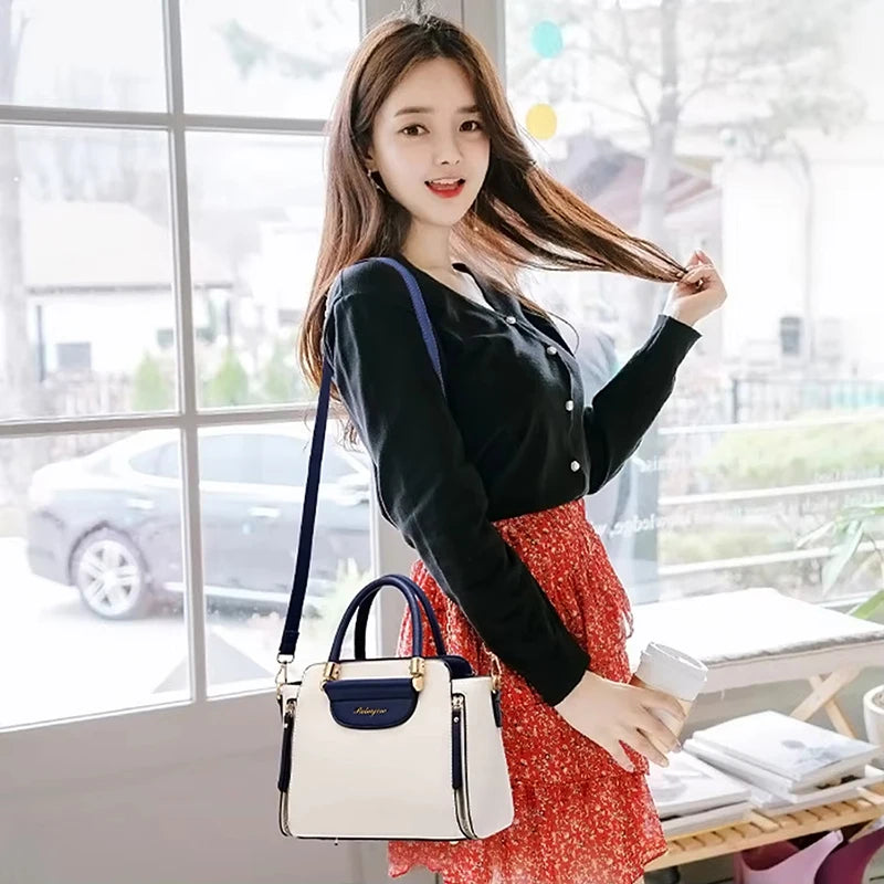 New Fashion Color-Hit Business Handbag | Sophisticated European & American Shoulder Bag | Elegant Office Square Wallet & Tote | "Dignified" Hard-Shell PU Purse for Professional Versatility Luxegan