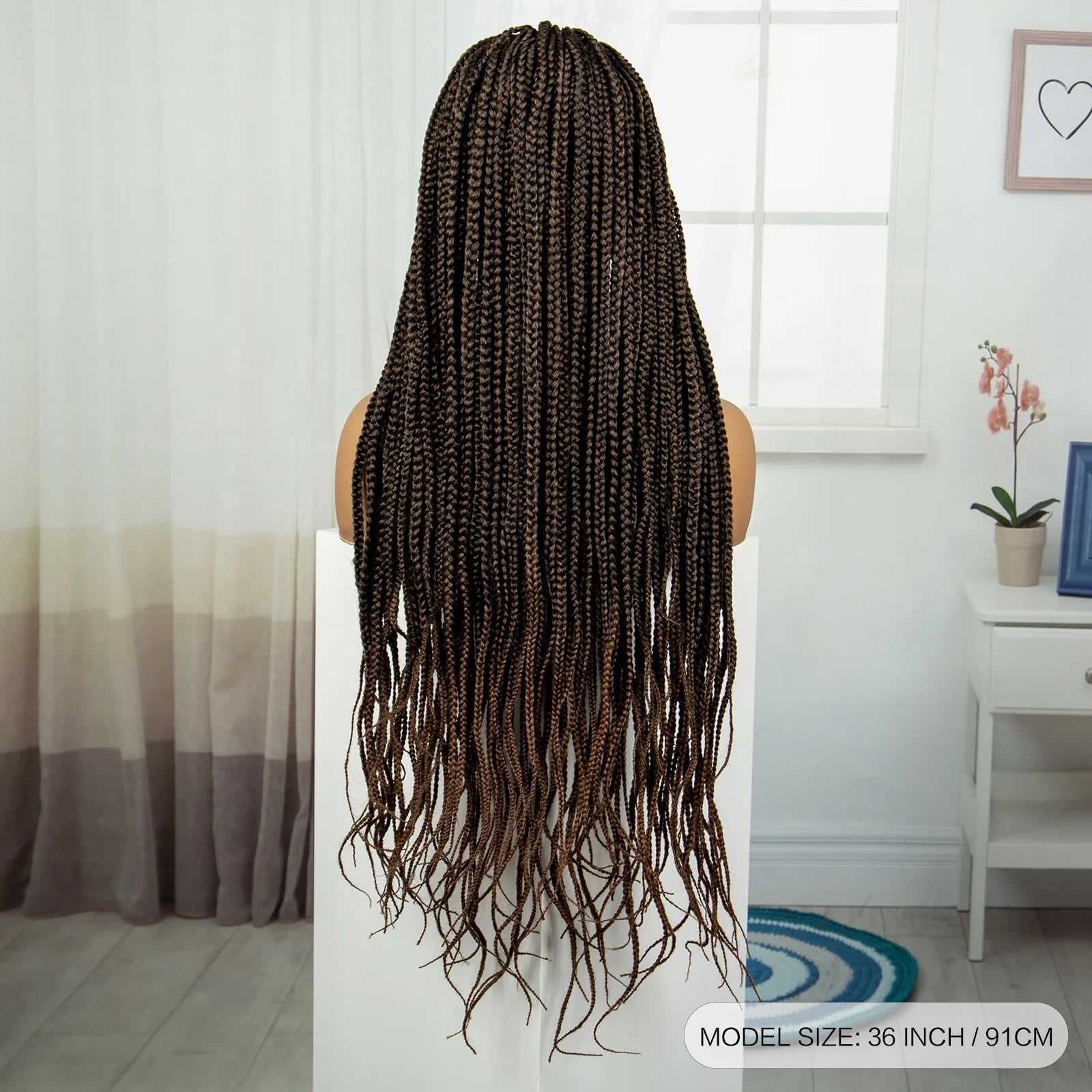 36" Burgundy Knotless Box Braids Wig | 9x6 Lace Front | Baby Hair Luxegan