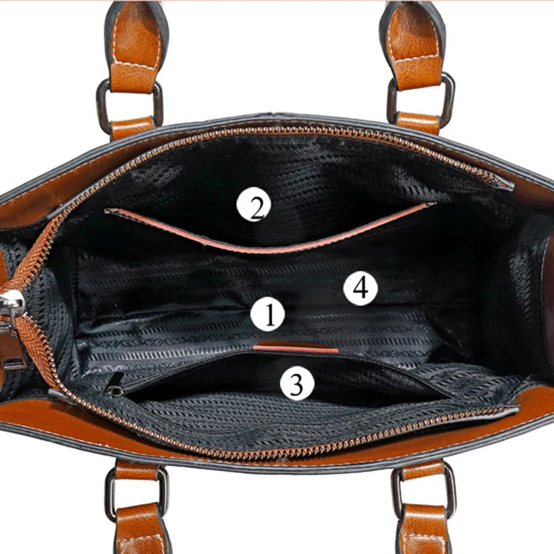 Genuine Leather Crossbody Shoulder Tote | Sophisticated Real Cowhide Fashion Handbag | Elegant Office Top-Handle Messenger | "Dignified" Soft Leather Box Bag for Versatile Professional Styling Luxegan