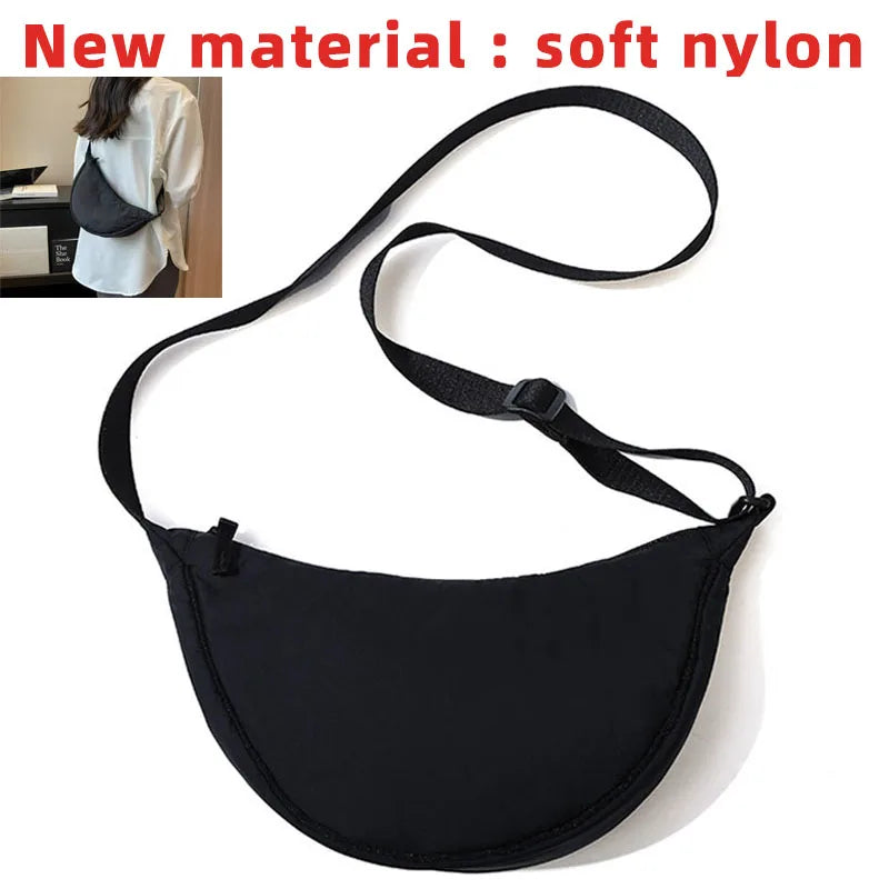 Solid Color Women's Portable Shoulder Bag Simple Female Nylon Cloth Padded Crossbody Bags | Travel Purse Handbags Messenger Bag Luxegan