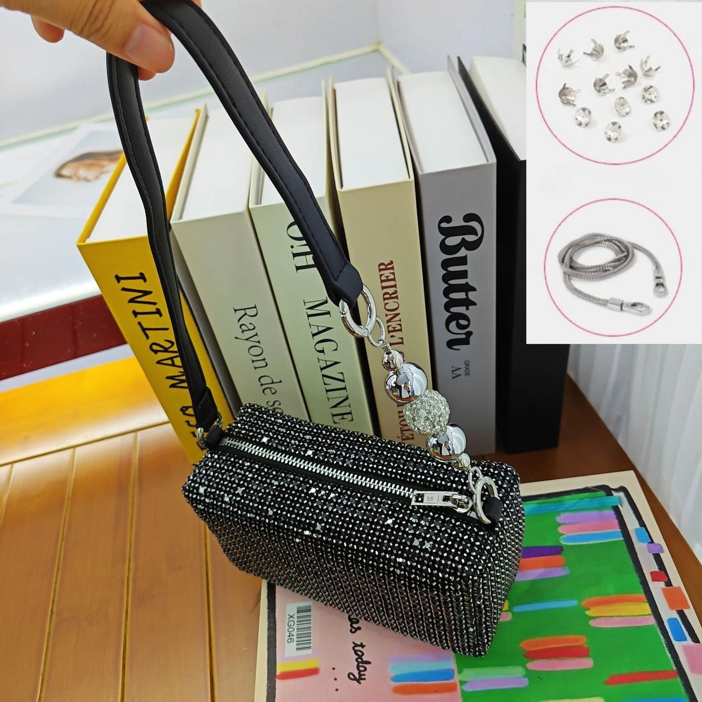 Super A Rhinestone Light Luxury Bag | Women's Summer High-End Texture Messenger & Portable Dinner Bag (Shiny Full Diamond Crossbody) Luxegan