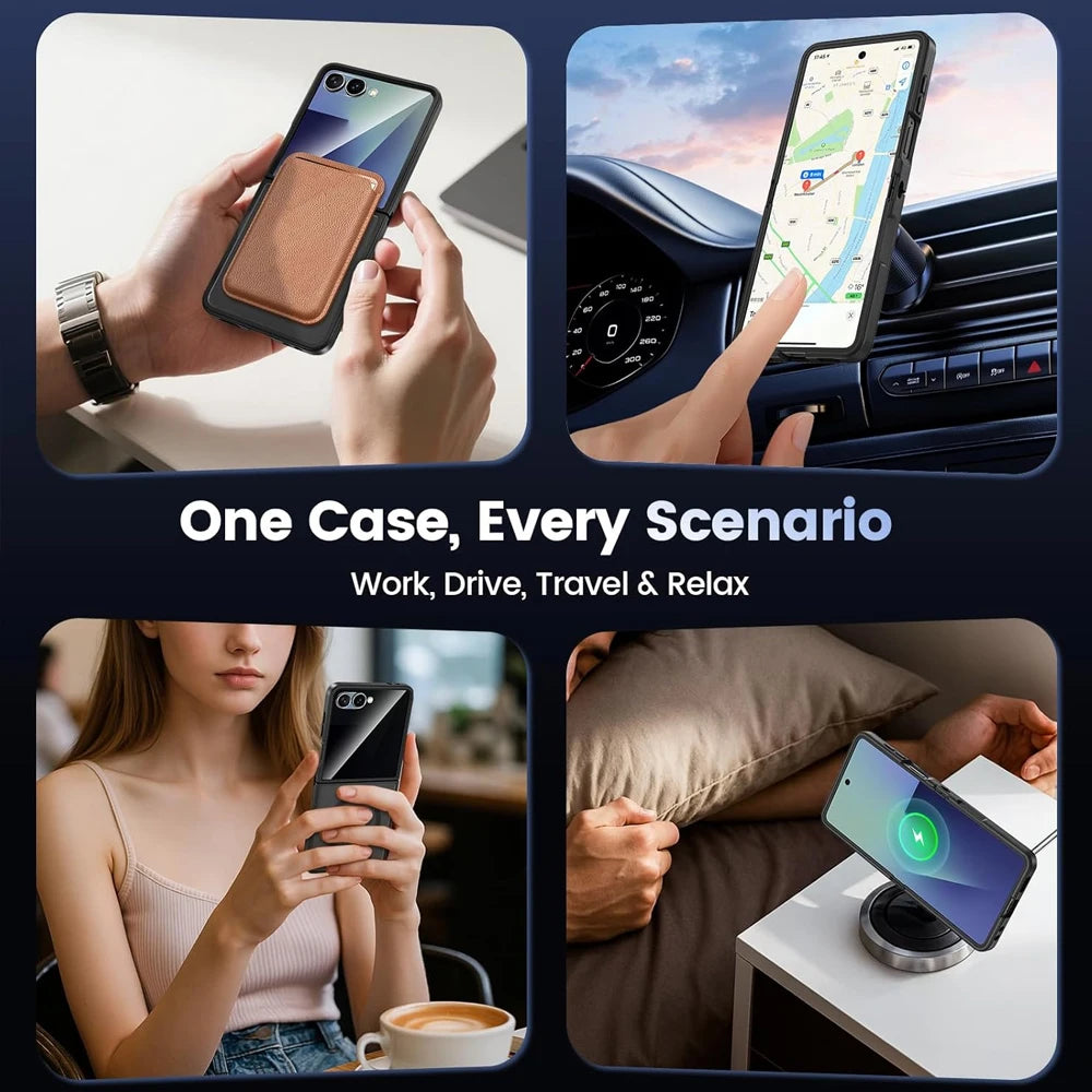 Funda Transparente Magnética para Teléfono Móvil UYUXIO para Samsung Galaxy Z Flip 7, Carcasas de Carga Inalámbrica, Cubierta Delgada Resistente con Imán
