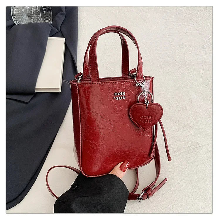 New Trend Korean Silver PU Leather Shoulder Bag | High Quality Mini Vertical Square Crossbody Purse for Women Luxegan