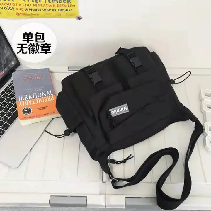 Japanese Simple Messenger Bag | Student Nylon Waterproof Canvas Handbag & Shoulder Crossbody Bag