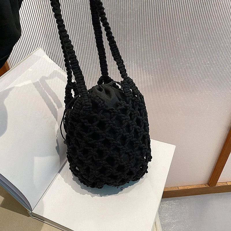 Small Design Straw Woven Bag Women New Summer High Grade Handbag | Water Bucket Bag Hot Selling Westernized Beach Crossbody Bag Luxegan