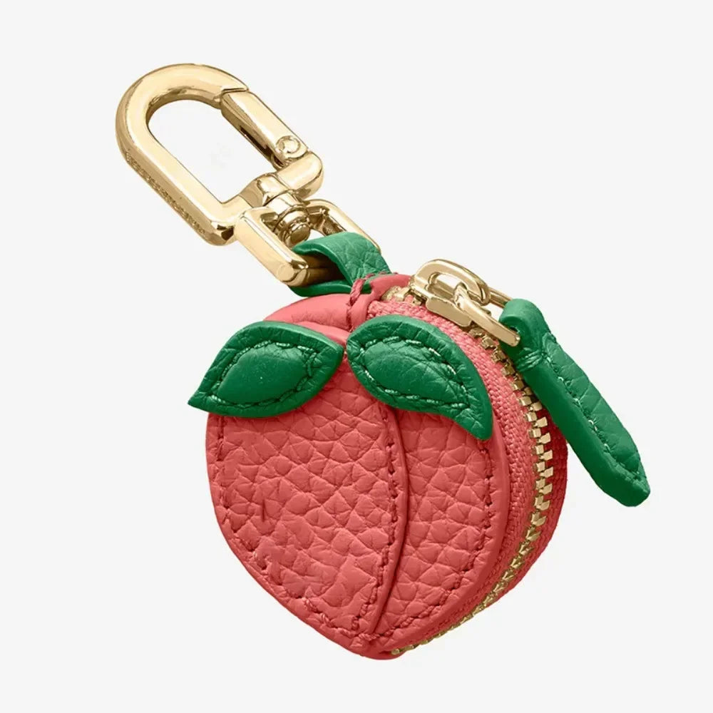 Polyester Cherry/Strawberry Coin Purse | Cute Fruit Shape Keychain Earphone Bag Luxegan