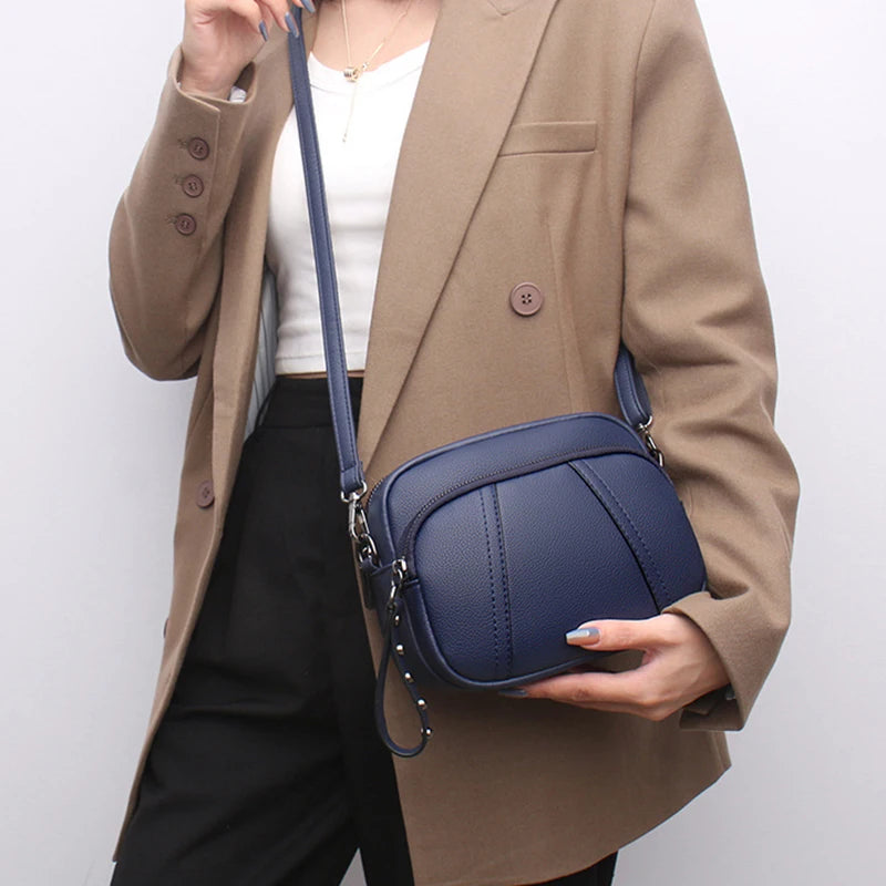 Fashionable Rivet-Accent Mobile Phone Bag | Sophisticated Solid-Color Shell Handbag | Elegant Soft PU Leather Crossbody | "Dignified" Small Square Purse for Versatile Daily Styling Luxegan