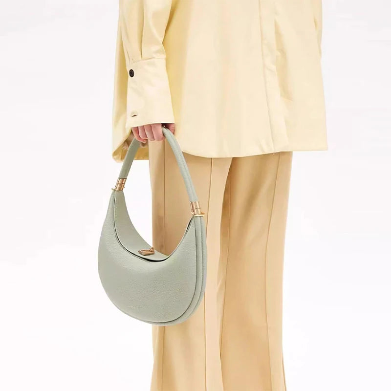 High-end Moon Bag | Light Luxury Leather Versatile Handbag & Messenger Bag Luxegan