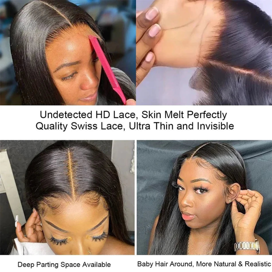 30-Inch Bone Straight HD Transparent Lace Front Wig | 13x6 Full Lace Frontal, 13x4 Frontal & 4x4 Lace Closure Options | 100% Brazilian Virgin Human Hair Long Wig with Baby Hair Luxegan