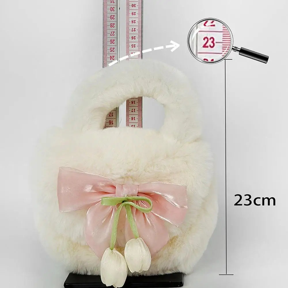 Top Handle Bag Small Women Tote Bag Furry Tote Bag Women Plush Bag Stylish Tote Handbags For Women Girls