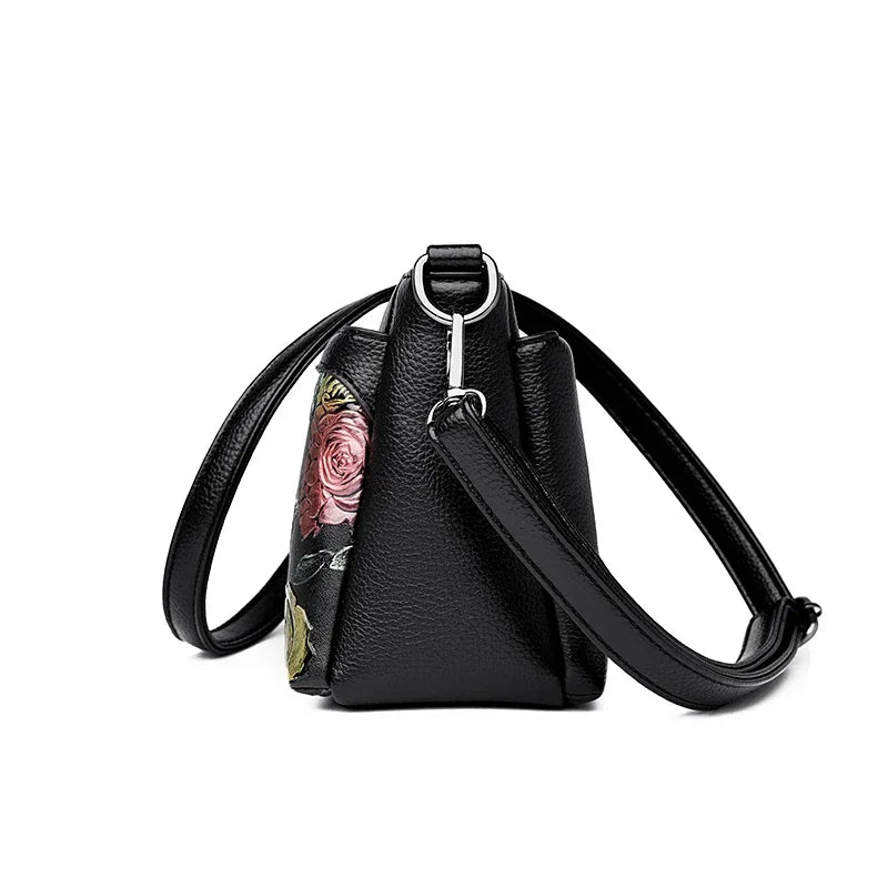 Women's Floral Patterned Shoulder Bags | High-Quality Leather Crossbody Bag & Elegant Commuting Handbags Luxegan