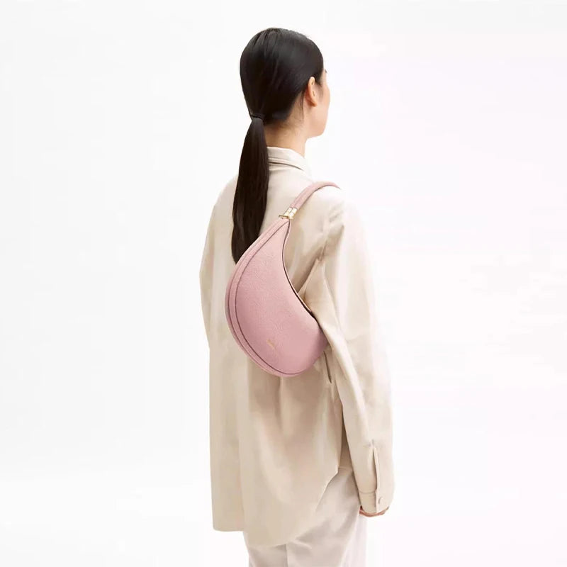 High-end Moon Bag | Light Luxury Leather Versatile Handbag & Messenger Bag Luxegan