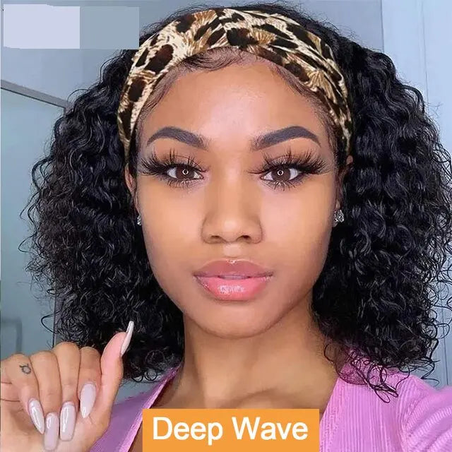 Kinky Curly Headband Bob Wig | Sophisticated "Short-to-Long" Brazilian Silhouette | Elegant "Glueless" Curly Hairpiece | "Dignified" Natural Black Human Hair Wig for Radiant Versatile Styling Luxegan