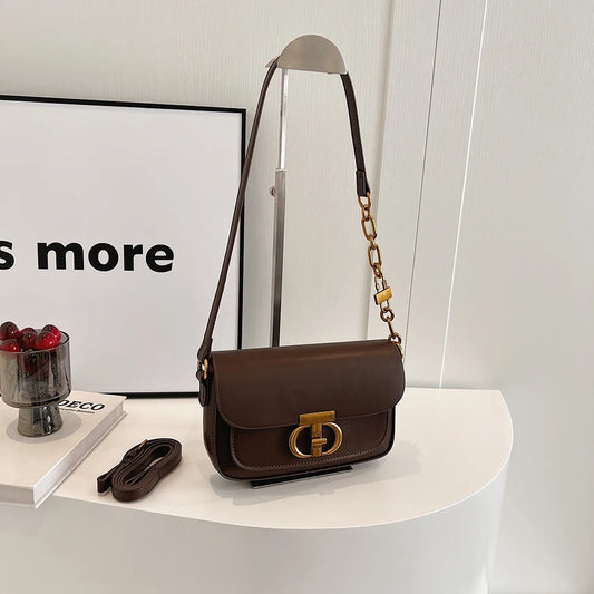 Retro Small PU Leather Bag Women's | Original Fashion Lock Crossbody Shoulder Sac & Senior Handbag Underarm Bag (Designer) Luxegan