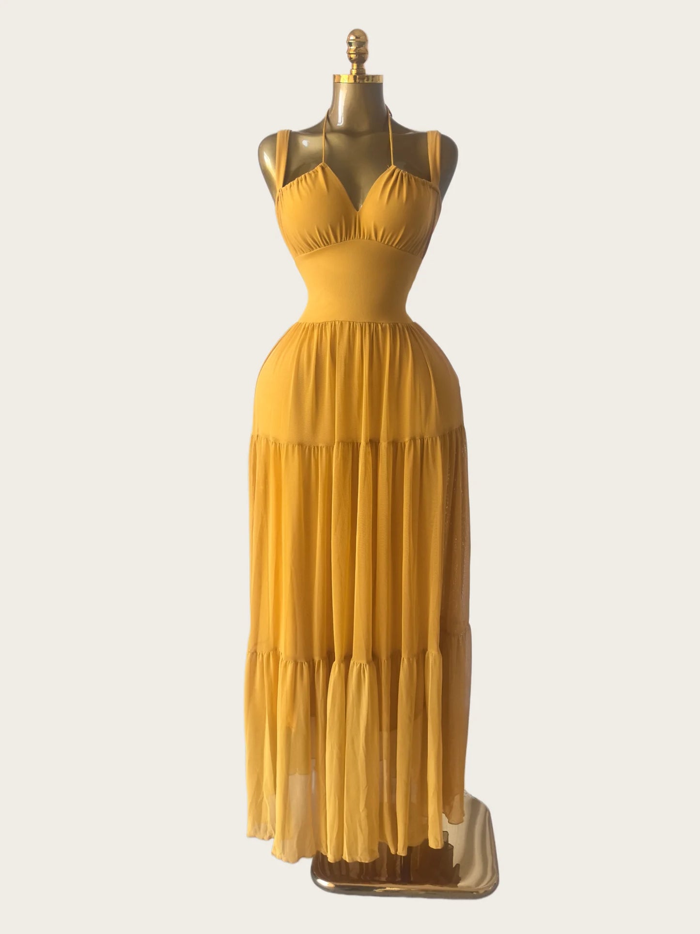 CM.YAYA 2026 Summer Women Halter Sleeveless Strapless Long Maxi Dress Slim Evening Birthday Beach Sexy Vacation Party Dresses