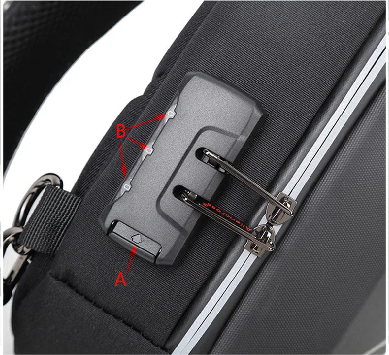 Anti-theft Combination Lock Chest Pack | Fashion Business Men's Crossbody Bag & Travel Shoulder Bag Luxegan