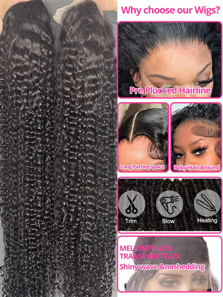 Water Wave Glueless Wig | Sophisticated HD Lace "Wear & Go" Silhouette | Elegant 250% Density Deep Wave Hairpiece | "Dignified" Swiss Lace Brazilian Human Hair Wig for Radiant Versatile Styling Luxegan