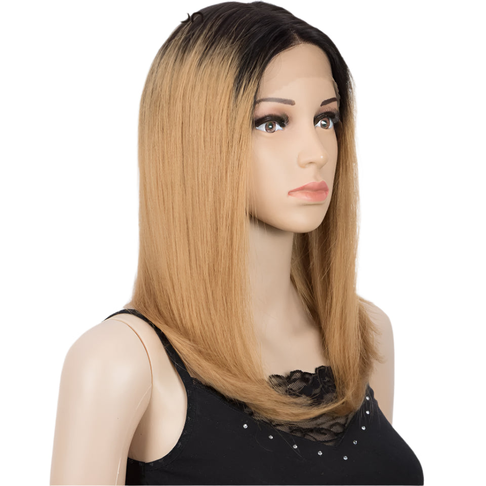 Rebecca Ombre Blonde Brown Straight Bob Wig | T-Part Lace Human Hair Luxegan