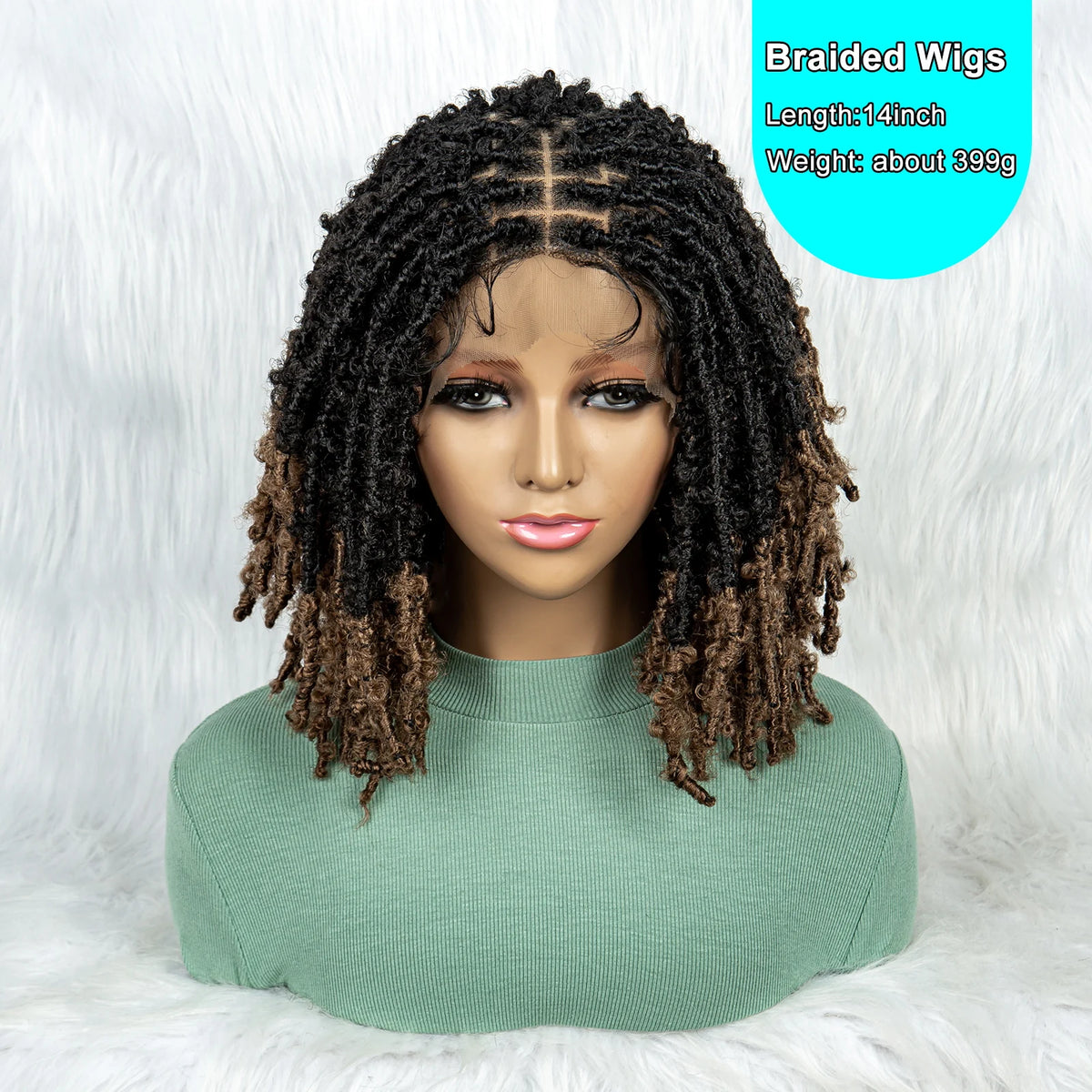 KIMA Pelucas trenzadas sintéticas de 14 pulgadas Peluca frontal de encaje Pelucas trenzadas 9x6 Trenzas de caja sin nudos con pelo de bebé para mujeres negras