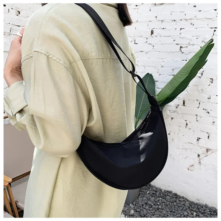 Solid Color Chest Bag for Women | Large Capacity Travel Crossbody & Half Moon Belt Bag (Ladies Daily Street Fanny Pack)Luxegan