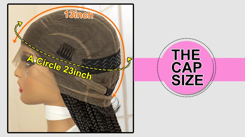 36 Inch Square Knotless Box Cornrow Wig | Full Lace Frontal