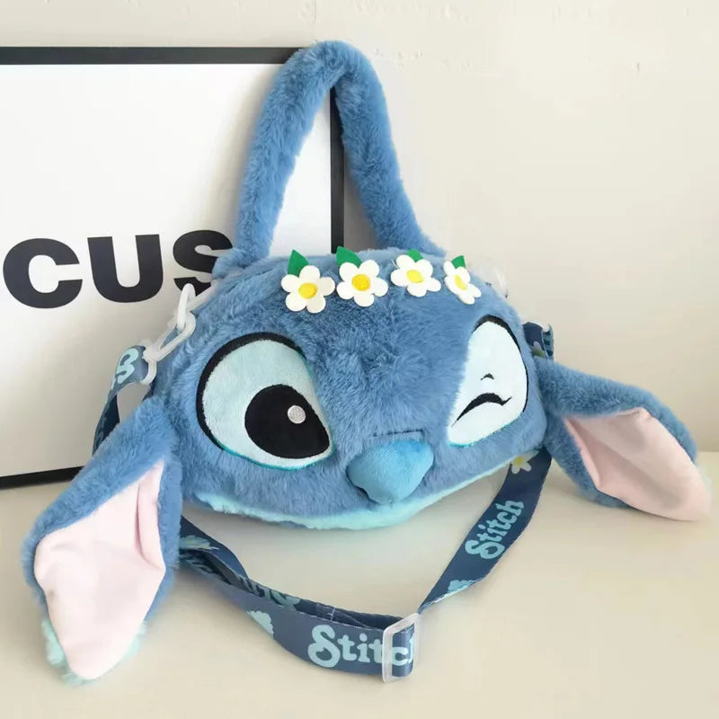 New Disney Cartoon Stitch Plush Backpack | Girls Cute Ins Shoulder Messenger Bag (Parent-Child Gift) Luxegan