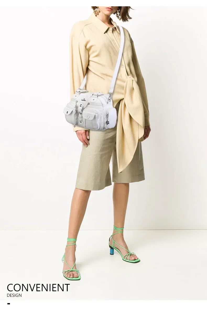 Women’s Rose Top-Handle Satchel | Luxury PU Leather Dumpling Bag | Versatile Crossbody & Shoulder Purse with Organized Interior