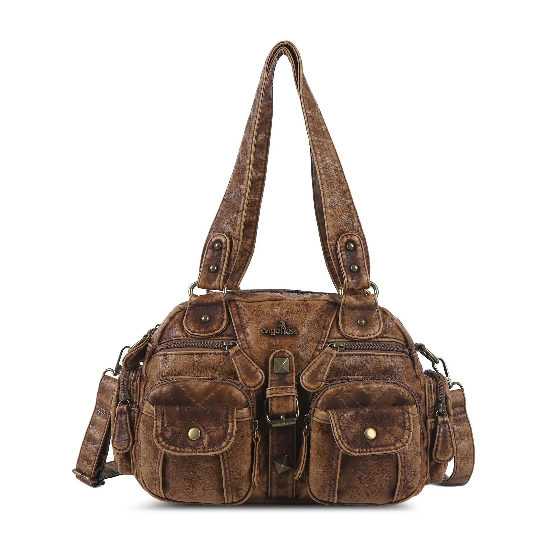 Women’s Rose Top-Handle Satchel | Luxury PU Leather Dumpling Bag | Versatile Crossbody & Shoulder Purse with Organized Interior Luxegan 