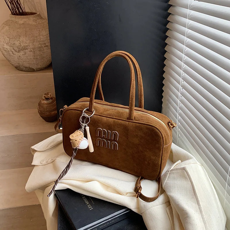 Matte Leather Tote Bag | Women's Shoulder Bag & Autumn Trend New Style Ladies Bowling Bag (Large Capacity Briefcase) Luxegan
