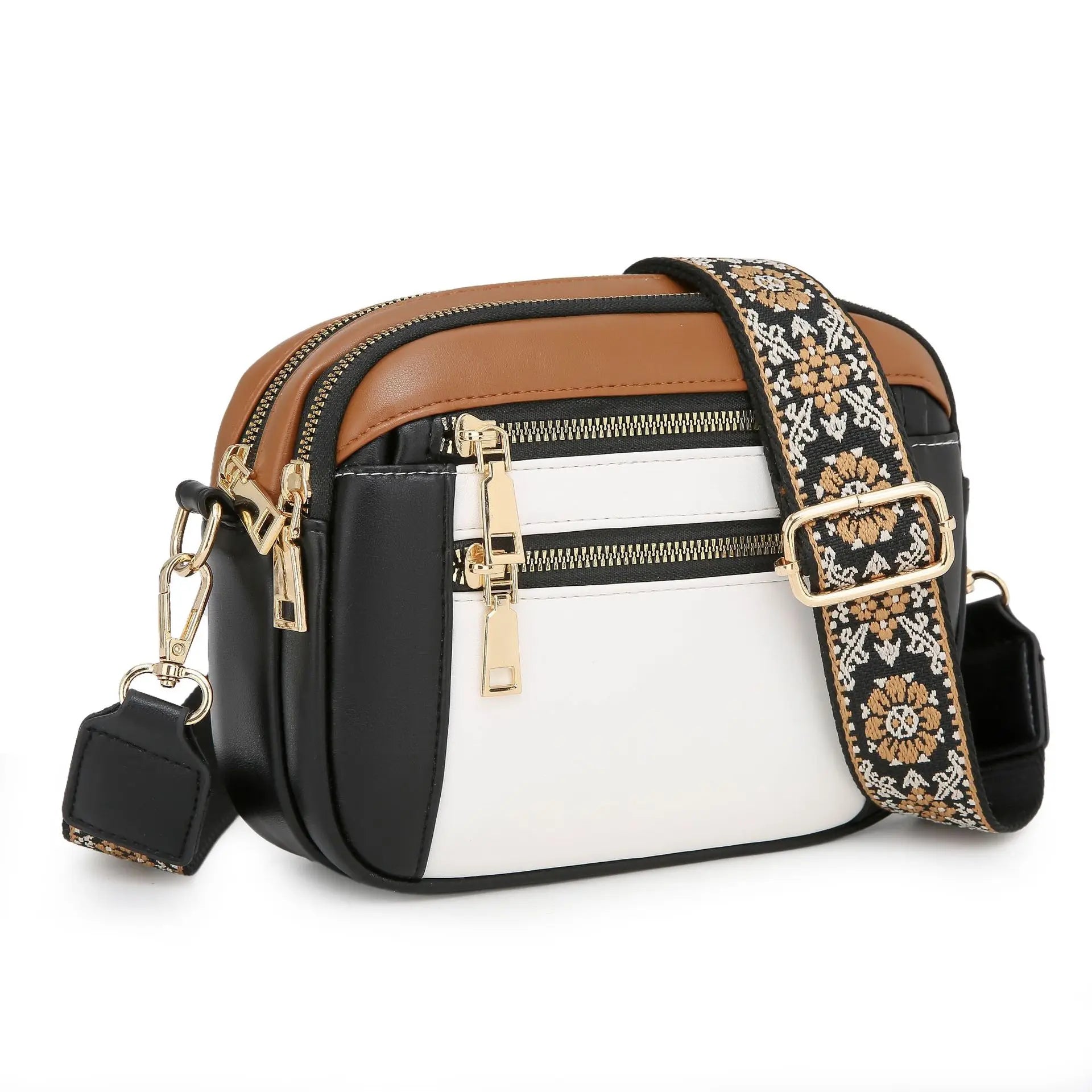 Stylish Wide Strap Leather Crossbody Bag | Color-Matching & Small Square Shoulder Bag Luxegan