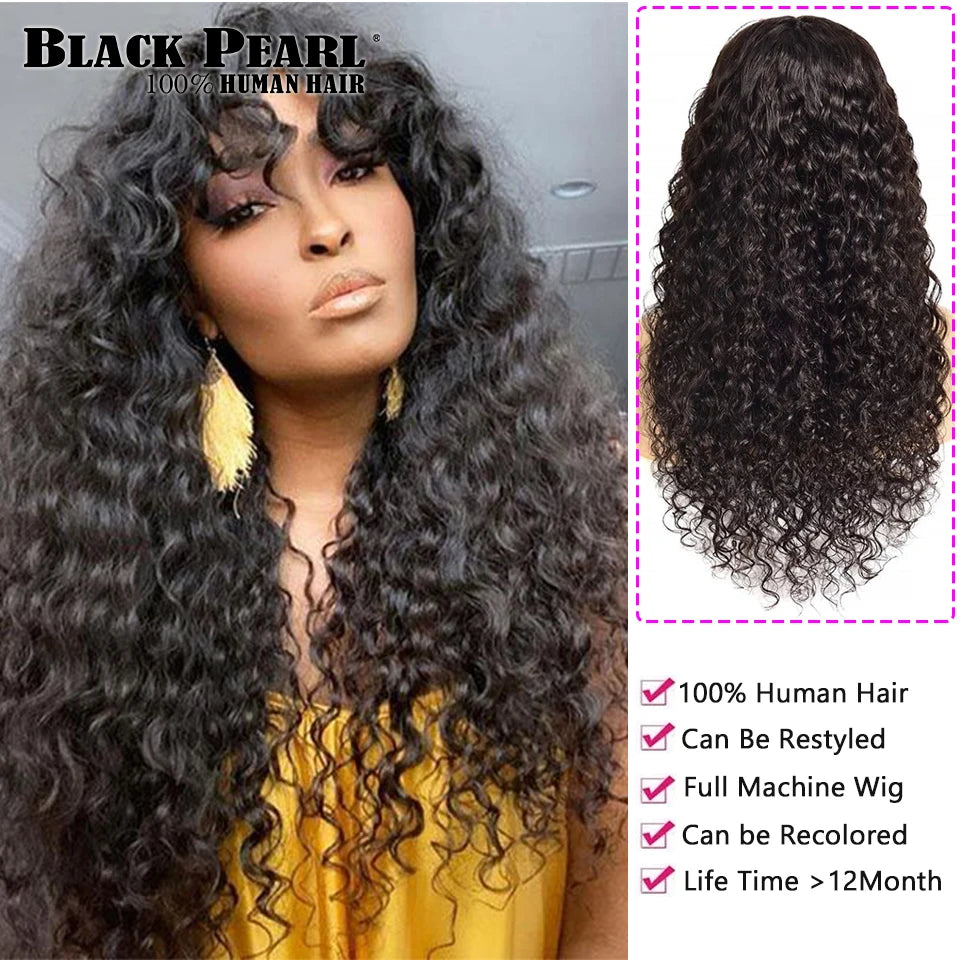 Black Pearl Curly Wigs Perruques Cheveux Humains Fringe Wig Jerry Curly Wig With Bangs Human Hair Short Pixie Cut Wigs Human Hai