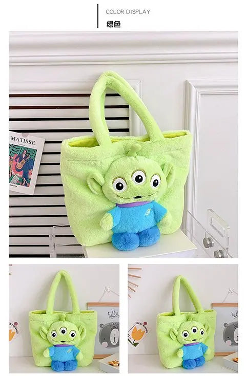 New Cartoon Plush Doll Shoulder Bag | Sweet and Cute Stitch Strawberry Bear Soft Cute Girls Handbag Luxegan