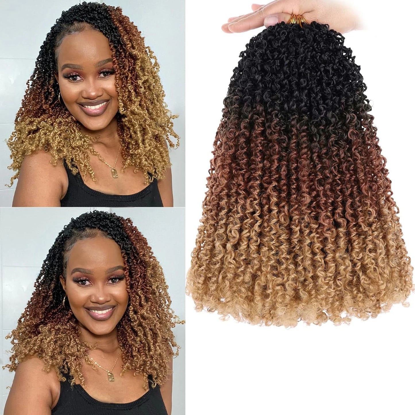 Pre-Looped Yanky Twist Crochet Braids Hair – Synthetic | 24 Strands/Pack | 6 Ombre Colors | 8–14 - view 5