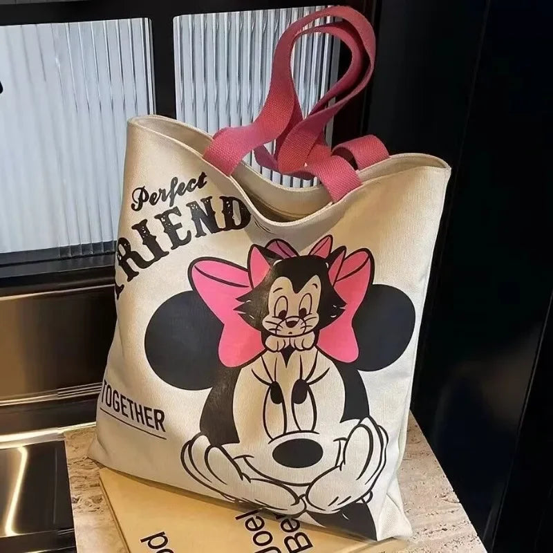 Disney Mickey and Minnie Canvas Bag | Large Capacity Shoulder Bag & Mommy Bag Luxegan