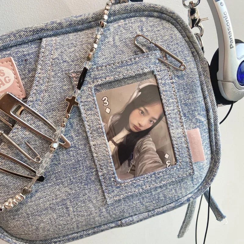 Y2K Vintage Denim Bag | Soft Square Handbag & Messenger Luxegan