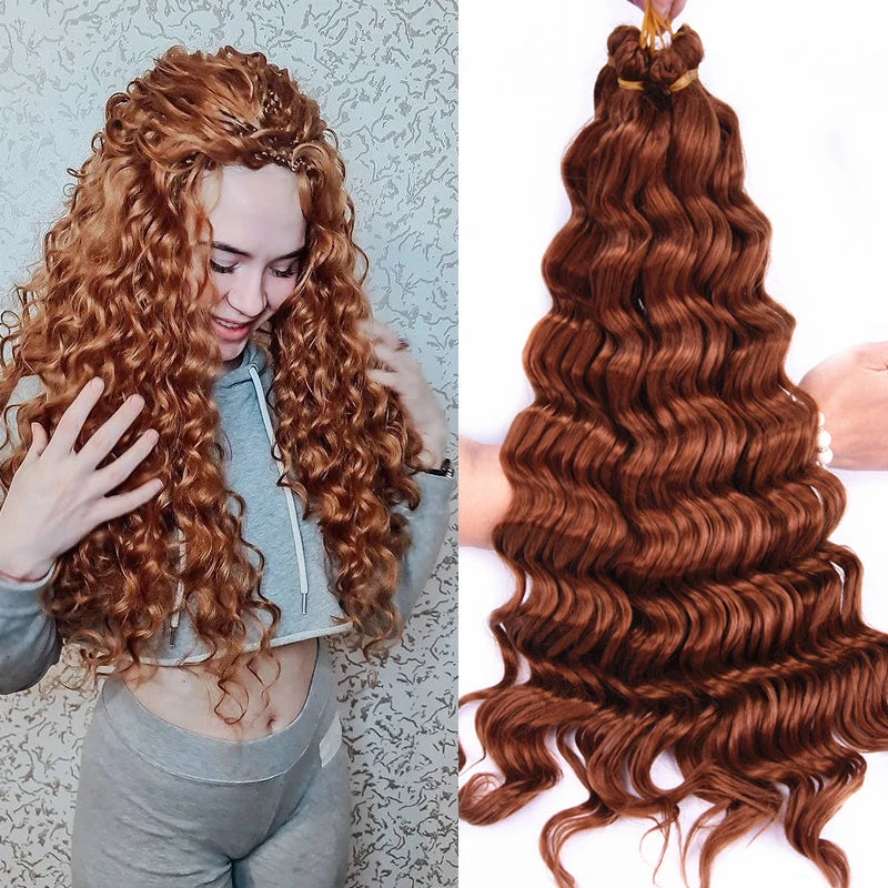 20" Deep Curly Crochet Braiding Hair | Deep Wave Bulk Synthetic Braid Extensions | 23 Colors