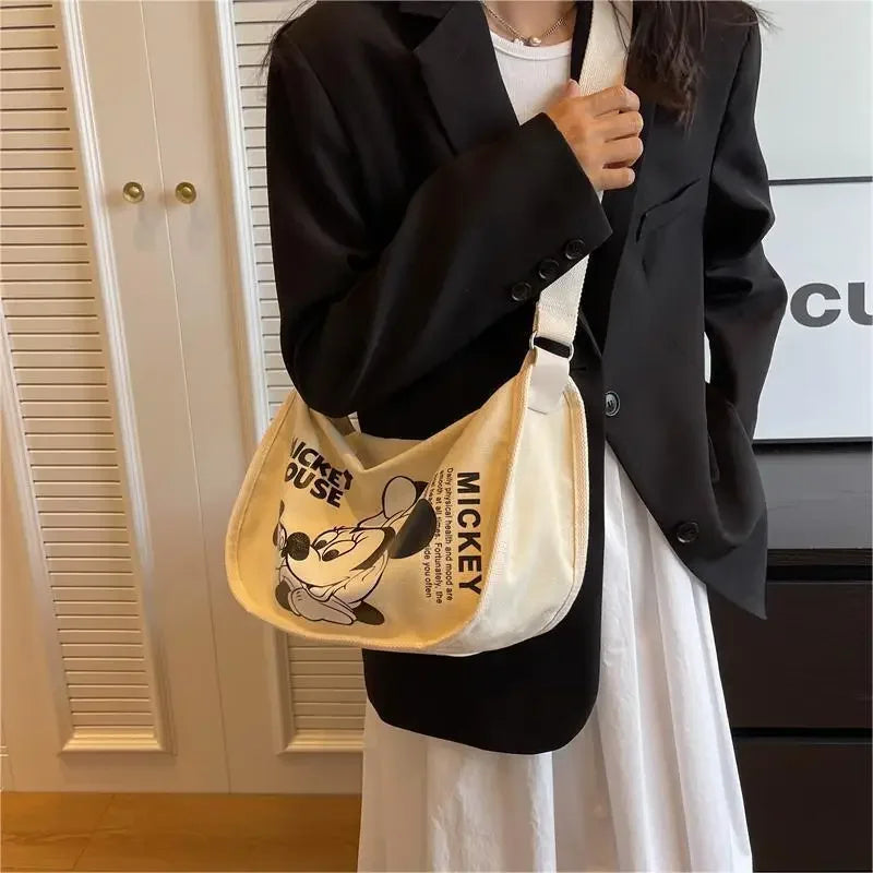 Disney Mickey Mouse Canvas Tote Bag | Large Capacity Shoulder & Crossbody Hobo Luxegan