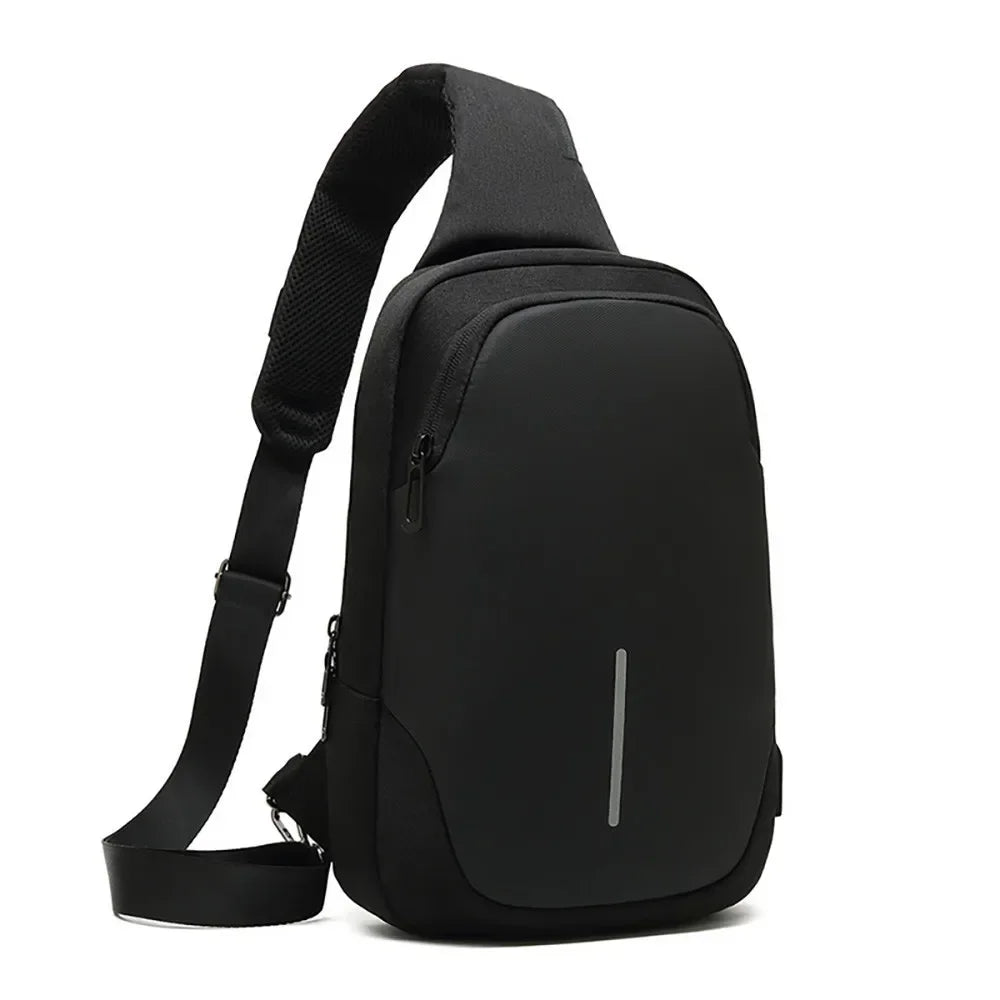 Smart Anti-Theft Waterproof Sling Pack | Sophisticated "Box Chest Bag" Silhouette | Premium Oxford Tech Crossbody Shoulder Bag for Men | Famous Brand Versatile Essential for Modern Urban Commuting Luxegan