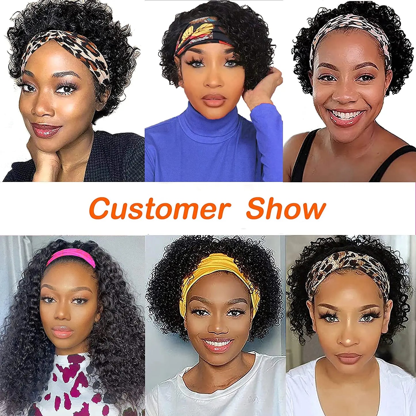 Kinky Curly Headband Bob Wig | Sophisticated "Short-to-Long" Brazilian Silhouette | Elegant "Glueless" Curly Hairpiece | "Dignified" Natural Black Human Hair Wig for Radiant Versatile Styling Luxegan