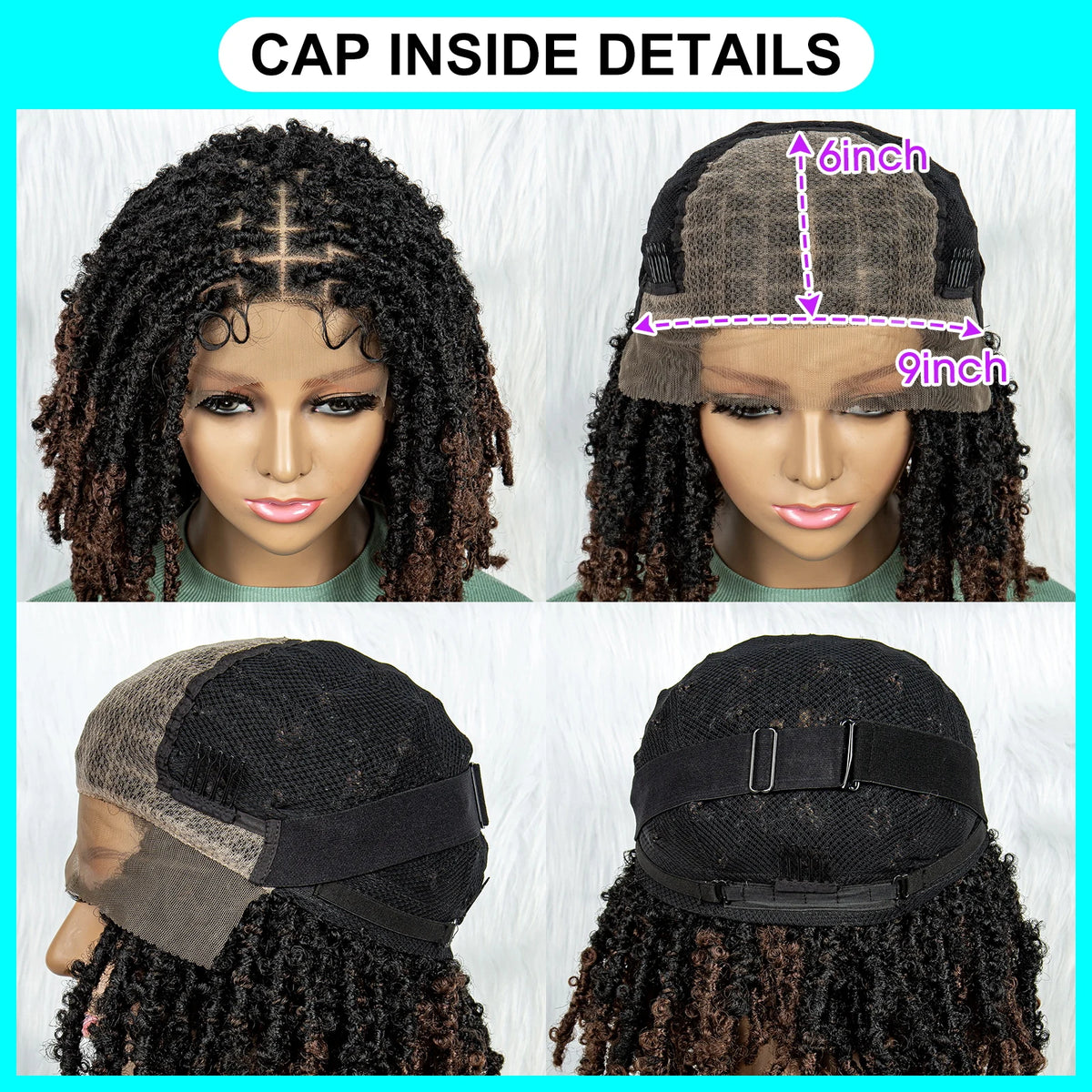 KIMA Pelucas trenzadas sintéticas de 14 pulgadas Peluca frontal de encaje Pelucas trenzadas 9x6 Trenzas de caja sin nudos con pelo de bebé para mujeres negras