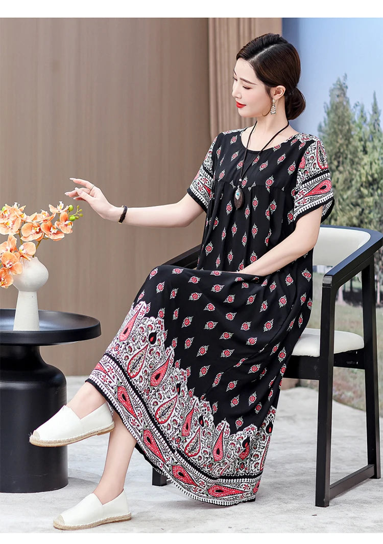 New 2025 Women Dress Female Casual short Sleeve cotton Dresses loose solid Vintage Sweet Clothing Vestidos  vestido verano