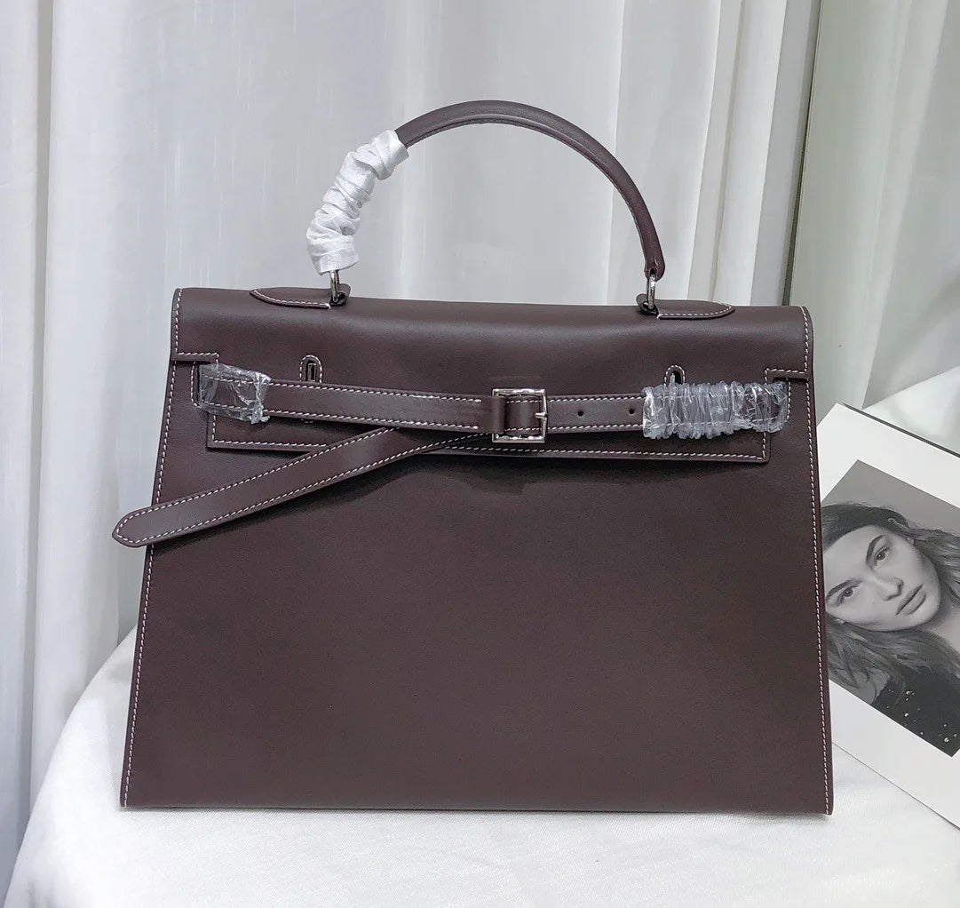 New High-end First-layer Swift Cowhide Leather Women Bag | Folding Clutch Bag Fashionable Shoulder Bag Commuting Casual Versatile Luxegan