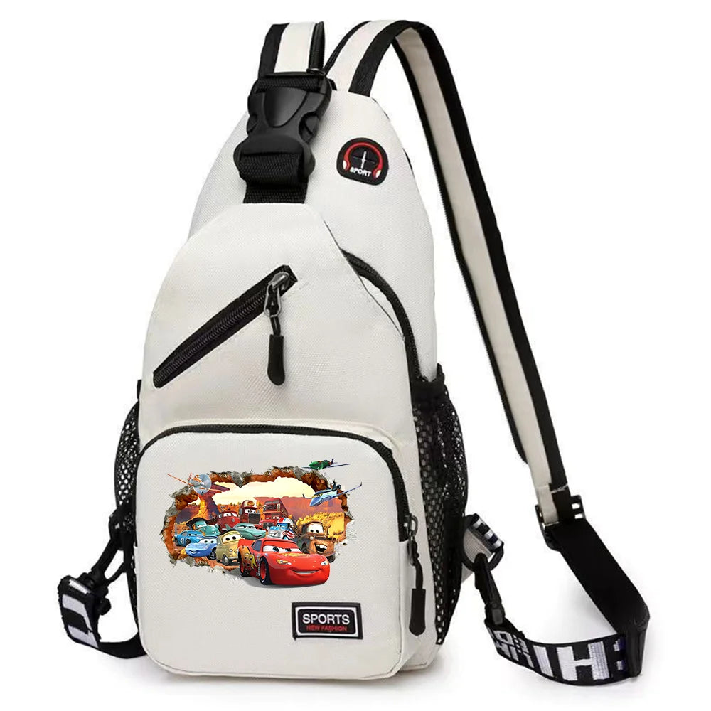 Cars Lightning McQueen Chest Bag Sling Messenger Bag | Crossbody Backpack Travel Sports Bagpack | Men Shoulder Bag Women Rucksacks Luxegan