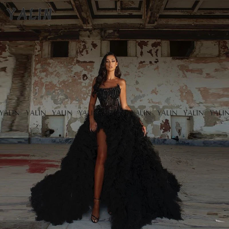 Sweetheart Slim Fit Evening Dress | Sleeveless Side Slit Floor-Length Haute Couture Gown Luxegan