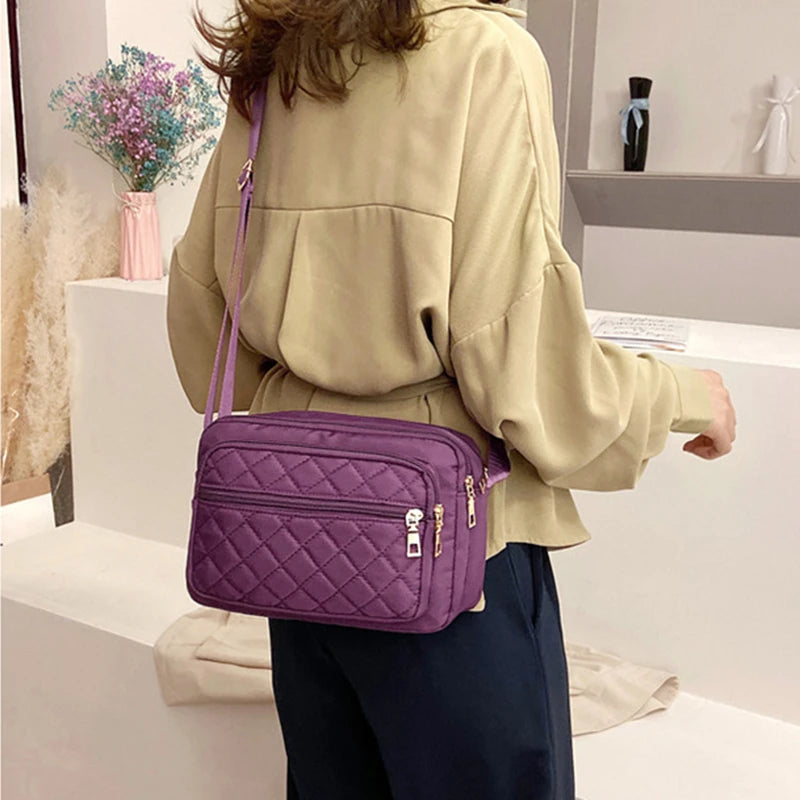Multiple Compartment Crossbody Bags Women Messenger Bag | Casual Lady Bag Waterproof Nylon Single Shoulder Strap Pack Luxegan