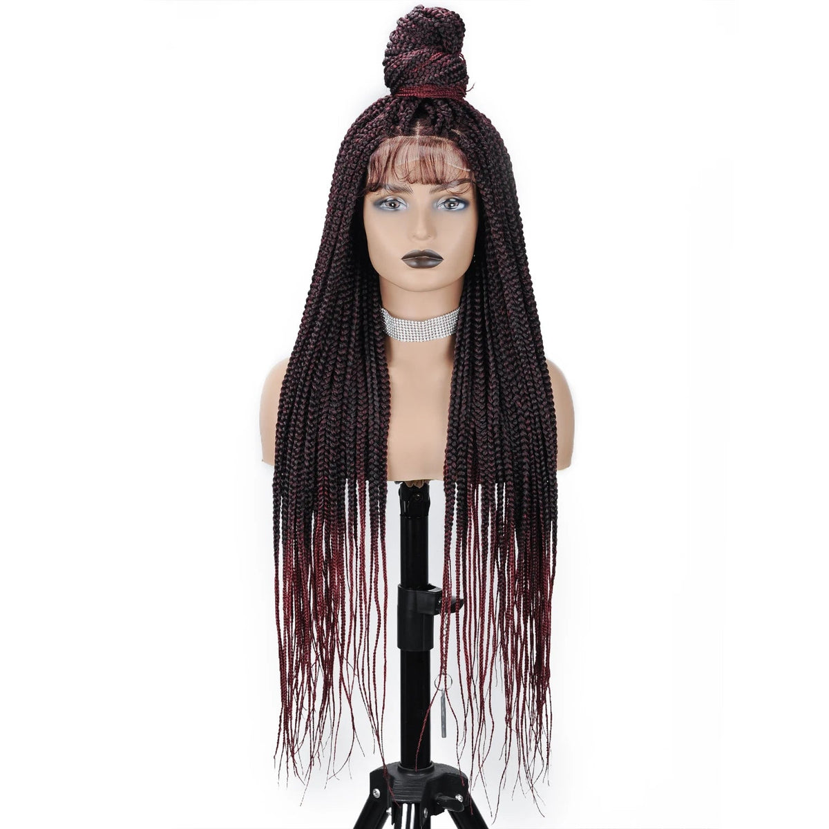 36" Full Lace Braided Wigs Synthetic Hair Box Braids Lace Front Wigs Knotless Braided Wigs For Black Women Braiding Wigs African Luxegan