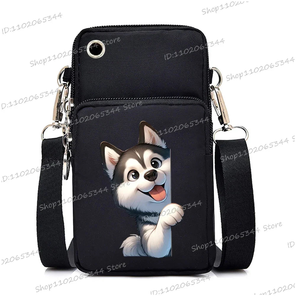 Funny Anime Dog Print Mobile Phone Bag | Unisex Crossbody & Handbag Luxegan