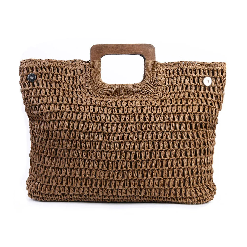 Vintage Hollow Design Woven Shoulder Bag | Large Capacity Knitting Tote & Summer Beach Bag Luxegan